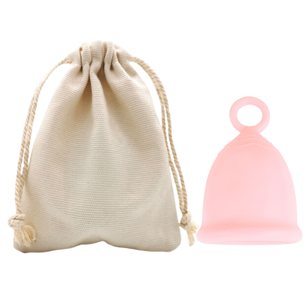 menstrual cup for teen with bag